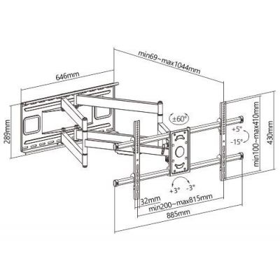 BRATECK επιτοίχια βάση LPA49-486XLD, για οθόνη 43"-90", 80kg | Βάσεις τηλεοράσεων τοίχου στο smart-tech.gr