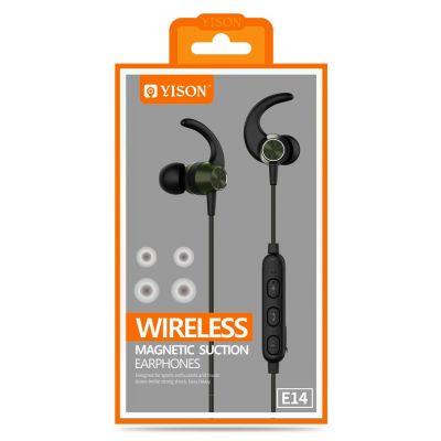 YISON Bluetooth earphones E14 με μικρόφωνο HD, Magnetic, 10mm, μαύρα | Ακουστικά Bluetooth στο smart-tech.gr