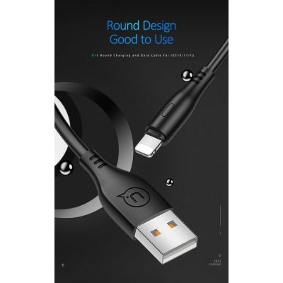 USAMS καλώδιο Lightning σε USB US-SJ266, 2A, 1m, μαύρο | ΚΑΛΩΔΙΑ & ADAPTORS στο smart-tech.gr