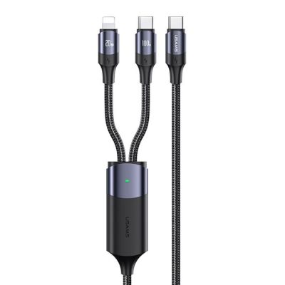 USAMS καλώδιο USB-C σε USB-C & Lightning US-SJ550, PD 100W, 1.2m, μαύρο | Καλώδια USB-C (Type-C) στο smart-tech.gr