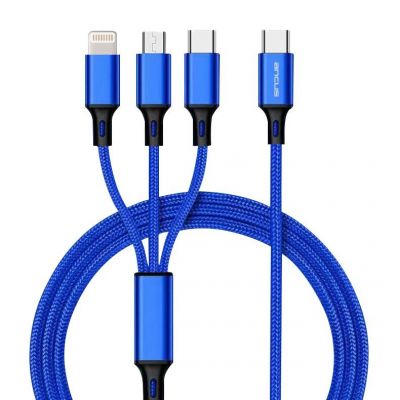 Καλώδιο Φόρτισης Ancus Flow Plus E54 USB-C 3 σε 1 Micro-USB, USB-C, Lightning 3.0A με Braided Καλώδιο Μπλε 1μ. Με 5 Χρονια Εγγύηση | ΕΠΙΤΟΙΧΙΟΙ ΦΟΡΤΙΣΤΕΣ USB & ΚΑΛΩΔΙΑ ΦΟΡΤΙΣΗΣ στο smart-tech.gr