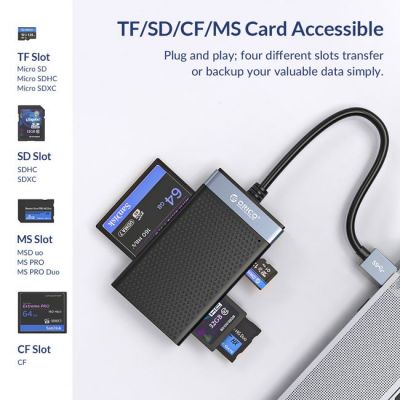 ORICO card reader CL4T-C3 για Micro SD/SD/CF/MS, USB-C, μαύρο | CARD READERS στο smart-tech.gr
