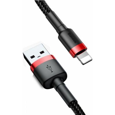 Baseus Cafule Braided USB to Lightning Cable Black/Red 2m (CALKLF-C19) (BASCALKLF-C19) | ΚΑΛΩΔΙΑ & ADAPTORS στο smart-tech.gr