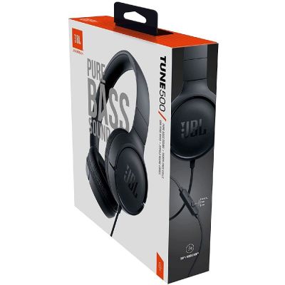 Ακουστικά Stereo On-ear JBL Tune 500 3.5mm Pure Bass Sound με Μικρόφωνο JBLT500BLK Μαύρο | HEADSETS στο smart-tech.gr