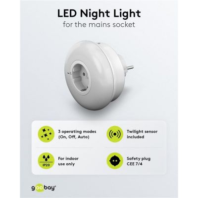 GOOBAY LED φωτιστικό νυκτός 64566 με πρίζα schuko, 6500K, IP20 | Λάμπες - Λαμπτήρες - Φωτιστικά στο smart-tech.gr