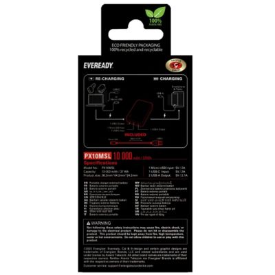 Power Bank Energizer Eveready Mini 10000mAh 2.1A με 2x USB 2.0 και LED Ένδειξη Μπαταρίας Ασημί | POWER BANKS στο smart-tech.gr