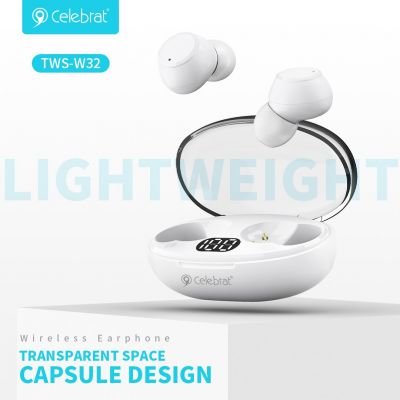 CELEBRAT earphones με θήκη φόρτισης TWS-W32, True Wireless, λευκά | Ακουστικά Bluetooth στο smart-tech.gr
