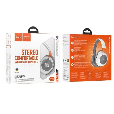 Wireless Ακουστικά Stereo Hoco W43 Adventure V5.2 250mAh με υποδοχή Micro SD, AUX και Πλήκτρα Ελέγχου Λευκά | Ακουστικά Bluetooth στο smart-tech.gr