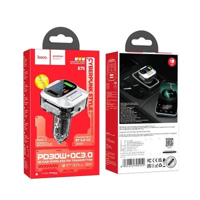 Bluetooth FM Transmitter Hoco E75 Bravery USB 18W+USB-C 30W PD30W+QC3.0 v5.0 LED Ένδειξη Μαύρο | ΦΟΡΤΙΣΤΕΣ / ΤΡΟΦΟΔΟΤΙΚΑ USB στο smart-tech.gr