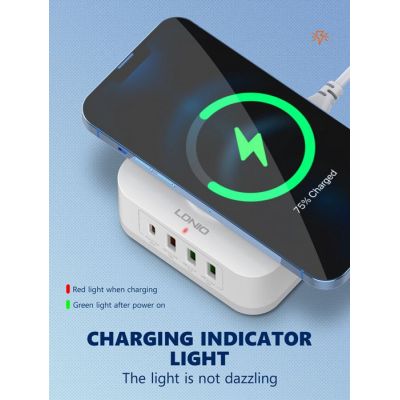 LDNIO σταθμός φόρτισης AW004, USB-C/3x USB/wireless, 32W, PD/QC, λευκός | ΦΟΡΤΙΣΤΕΣ / ΤΡΟΦΟΔΟΤΙΚΑ USB στο smart-tech.gr