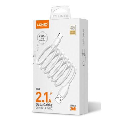 LDNIO καλώδιο USB-C σε USB LS372, 2.1A, 2m, λευκό | Καλώδια USB-C (Type-C) στο smart-tech.gr
