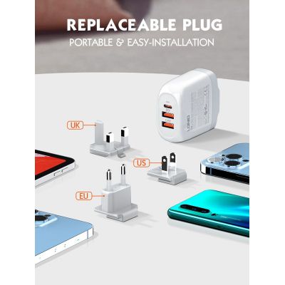 LDNIO φορτιστής τοίχου A3511Q με καλώδιο, USB-C/2x USB, 65W, GaN, λευκός | ΦΟΡΤΙΣΤΕΣ / ΤΡΟΦΟΔΟΤΙΚΑ USB στο smart-tech.gr