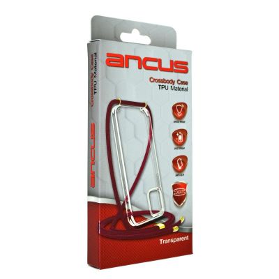 Θήκη Ancus Crossbody για Apple iPhone 13 Διάφανη με Κορδόνι Μπορντό | Θήκες προστασίας για κινητά στο smart-tech.gr