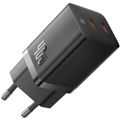 Baseus Wall Charger GaN5 40W, 2x USB C Black) (CCGP180101) (BASCCGP180101) | ΦΟΡΤΙΣΤΕΣ / ΤΡΟΦΟΔΟΤΙΚΑ USB στο smart-tech.gr