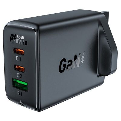 Φορτιστής Ταξιδίου Acefast A44 Fast Charging 2xUSB-C PD65W USB-A GaN Μαύρος με UK Plug | ΦΟΡΤΙΣΤΕΣ / ΤΡΟΦΟΔΟΤΙΚΑ USB στο smart-tech.gr