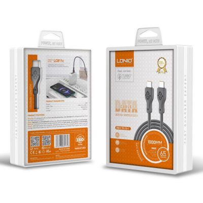 LDNIO καλώδιο USB-C σε USB-C LC811C, 65W PD, 1m, γκρι | Καλώδια USB-C (Type-C) στο smart-tech.gr
