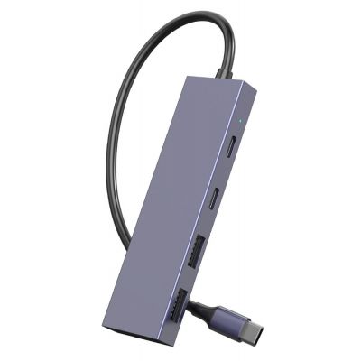 POWERTECH USB hub PTH-110, 4x θυρών, 10Gbps, USB-C σύνδεση, γκρι | CARD READERS στο smart-tech.gr