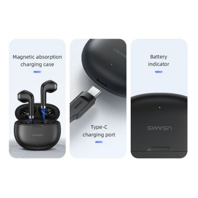 USAMS earphones με θήκη φόρτισης US-YO17, True Wireless, μαύρα | Ακουστικά Bluetooth στο smart-tech.gr