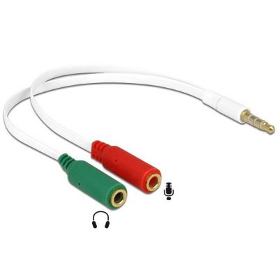 DELOCK Αντάπτορας από 2x 3.5mm 3-pin (F) σε 3.5mm 4-pin (M), λευκός | Λοιπά Καλώδια, Adaptors & Μετατροπείς στο smart-tech.gr