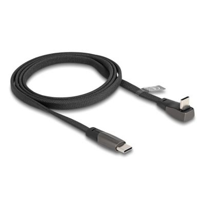DELOCK καλώδιο USB-C 80751, 60W, flat, γωνιακό, 480 Mbps, 1m, μαύρο | Καλώδια USB-C (Type-C) στο smart-tech.gr