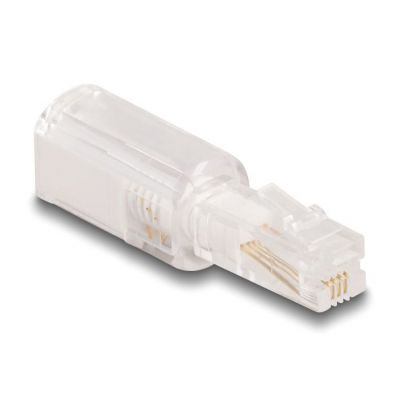 DELOCK βύσμα τηλεφώνου RJ10 88169, 360° περιστρεφόμενο, διάφανο-λευκό | Καλώδια Τηλεφώνου στο smart-tech.gr
