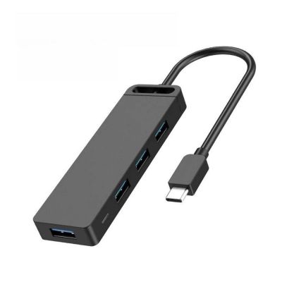 VENTION Type-C to 4-Port USB 3.0 Hub with Power Supply Black 1M ABS Type (TGKBF) (VENTGKBF) | ΣΤΑΘΜΟΙ ΣΥΝΔΕΣΗΣ (USB HUB - BLUETOOTH) στο smart-tech.gr