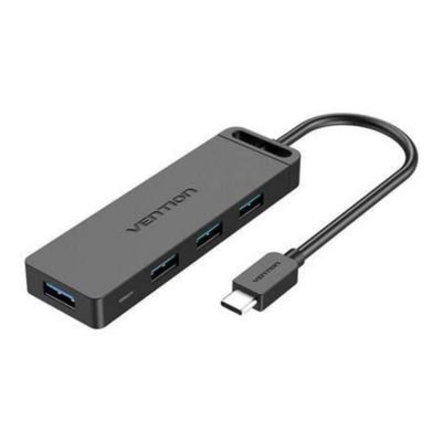 VENTION Type-C to 4-Port USB 3.0 Hub with Power Supply Black 0.5M ABS Type (TGKBD) (VENTGKBD) | ΣΤΑΘΜΟΙ ΣΥΝΔΕΣΗΣ (USB HUB - BLUETOOTH) στο smart-tech.gr