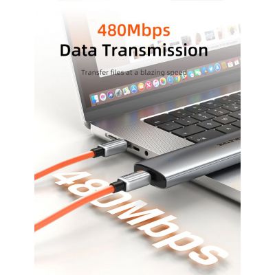 CABLETIME καλώδιο USB-C CT-CM240-ZSO2, 240W, 480Mbps, 2m, πορτοκαλί | Καλώδια USB-C (Type-C) στο smart-tech.gr