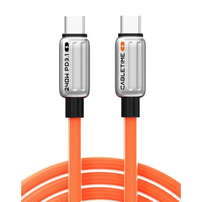 CABLETIME καλώδιο USB-C CT-CM240-ZSO2, 240W, 480Mbps, 2m, πορτοκαλί | Καλώδια USB-C (Type-C) στο smart-tech.gr