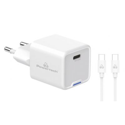 POWERTECH φορτιστής τοίχου PT-1225 με καλώδιο, USB-C, 33W, GaN, λευκός | ΦΟΡΤΙΣΤΕΣ / ΤΡΟΦΟΔΟΤΙΚΑ USB στο smart-tech.gr
