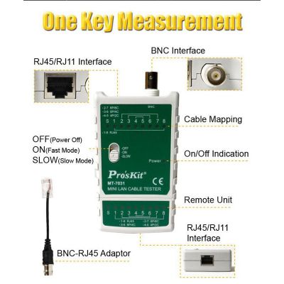 PROSKIT tester καλωδίων δικτύου MT-7031 για RJ45/11/12/22 & BNC | Μηχανήματα - Πολύμετρα στο smart-tech.gr