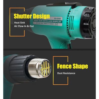 PROSKIT πιστόλι θερμού αέρα SS-626B με οθόνη, 1800W, 50~600 °C | Μηχανήματα - Πολύμετρα στο smart-tech.gr