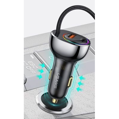 USAMS φορτιστής αυτοκινήτου US-CC192 με καλώδιο, USB/USB-C, 60W, μαύρος | ΦΟΡΤΙΣΤΕΣ / ΤΡΟΦΟΔΟΤΙΚΑ USB στο smart-tech.gr