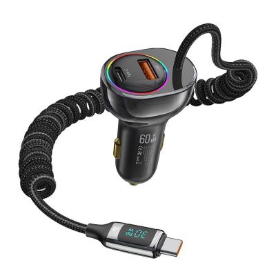 USAMS φορτιστής αυτοκινήτου US-CC192 με καλώδιο, USB/USB-C, 60W, μαύρος | ΦΟΡΤΙΣΤΕΣ / ΤΡΟΦΟΔΟΤΙΚΑ USB στο smart-tech.gr