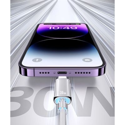 USAMS καλώδιο Lightning σε USB-C US-SJ659, 30W, 480Mbps, 1.2m, λευκό | Καλώδια USB-C (Type-C) στο smart-tech.gr
