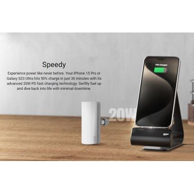 SILICON POWER power bank QD50, USB-C, 5000mAh, 20W PD, μαύρο | POWER BANKS στο smart-tech.gr