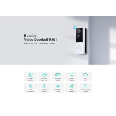 BOTSLAB smart κουδούνι με κάμερα R801, 3MP/2K, WiFi, 5000mAh | ΗΛΕΚΤΡΟΛΟΓΙΚΟΣ ΕΞΟΠΛΙΣΜΟΣ στο smart-tech.gr
