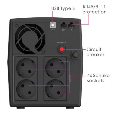 POWERTECH UPS Line Interactive PT-1297 με οθόνη, 1500VA, 900W, 4x Schuko, 2x RJ45/RJ11, USB Type B | ΣΥΣΤΗΜΑΤΑ UPS - ΣΤΑΘΕΡΟΠΟΙΗΤΕΣ ΤΑΣΗΣ στο smart-tech.gr