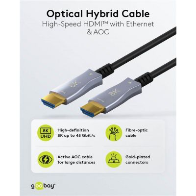 GOOBAY καλώδιο HDMI 2.1 65561 με Ethernet, 8K/60Hz, 48 Gbps, 40m, μαύρο | Λοιπά Καλώδια, Adaptors & Μετατροπείς στο smart-tech.gr