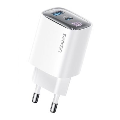 USAMS φορτιστής τοίχου US-CC229, USB & USB-C, 30W, GaN, λευκός | ΦΟΡΤΙΣΤΕΣ / ΤΡΟΦΟΔΟΤΙΚΑ USB στο smart-tech.gr