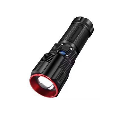 Φακός Επαναφορτιζόμενος LED με zoom αλουμινίου μαύρος _ | ΦΑΚΟΙ LED  στο smart-tech.gr