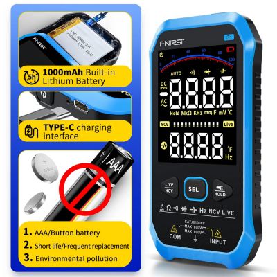 FNIRSI ψηφιακό πολύμετρο S1, 1000V AC/DC, NCV, RMS, επαναφορτιζόμενο | Μηχανήματα - Πολύμετρα στο smart-tech.gr