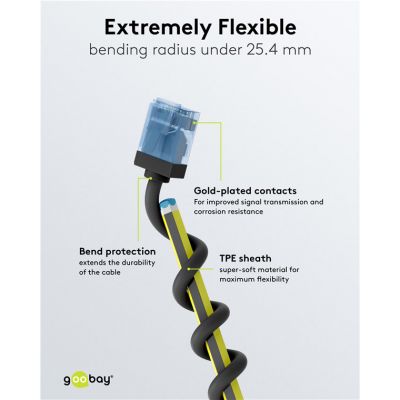 GOOBAY καλώδιο δικτύου 74230, CAT 6A U/UTP, slim, copper, 500MHz, 0.15m, μαύρο | Καλώδια δικτύου στο smart-tech.gr