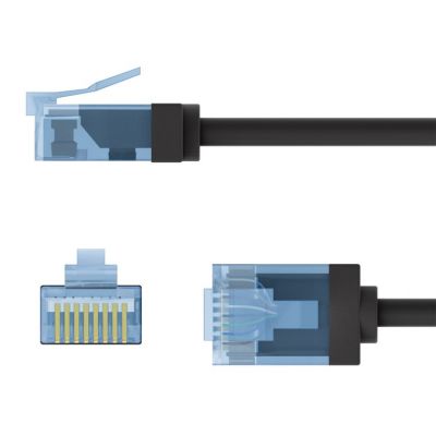 GOOBAY καλώδιο δικτύου 74230, CAT 6A U/UTP, slim, copper, 500MHz, 0.15m, μαύρο | Καλώδια δικτύου στο smart-tech.gr