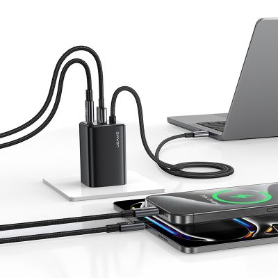 USAMS φορτιστής τοίχου CC266 με καλώδιο, USB & USB-C, 65W, GaN, μαύρος | ΦΟΡΤΙΣΤΕΣ / ΤΡΟΦΟΔΟΤΙΚΑ USB στο smart-tech.gr