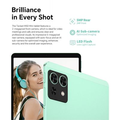 TECLAST tablet M50 Mini WiFi, 8.7", 4/128GB, Android 15, 5100mAh, πράσινο | TABLETS στο smart-tech.gr