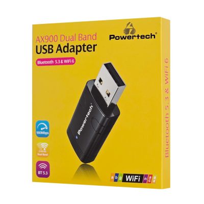 POWERTECH ασύρματος USB αντάπτορας δικτύου PT-1387, 900Mbps WiFi 6, Bluetooth 5.3 | USB - PCI Κάρτες δικτύου στο smart-tech.gr
