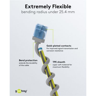 GOOBAY καλώδιο δικτύου 74227, CAT 6A U/UTP, slim, copper, 500MHz, 10m, γκρι | Καλώδια δικτύου στο smart-tech.gr