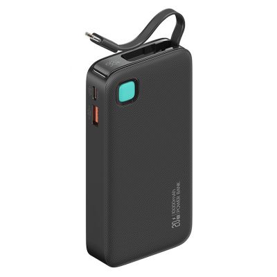 USAMS power bank CD224 με καλώδιο USB-C, 2x θύρες εξόδου, 10000mAh, 20W, μαύρο | POWER BANKS στο smart-tech.gr