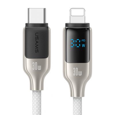 USAMS καλώδιο Lightning σε USB-C SJ741, 30W, 480Mbps, 1.2m, λευκό | Καλώδια USB-C (Type-C) στο smart-tech.gr